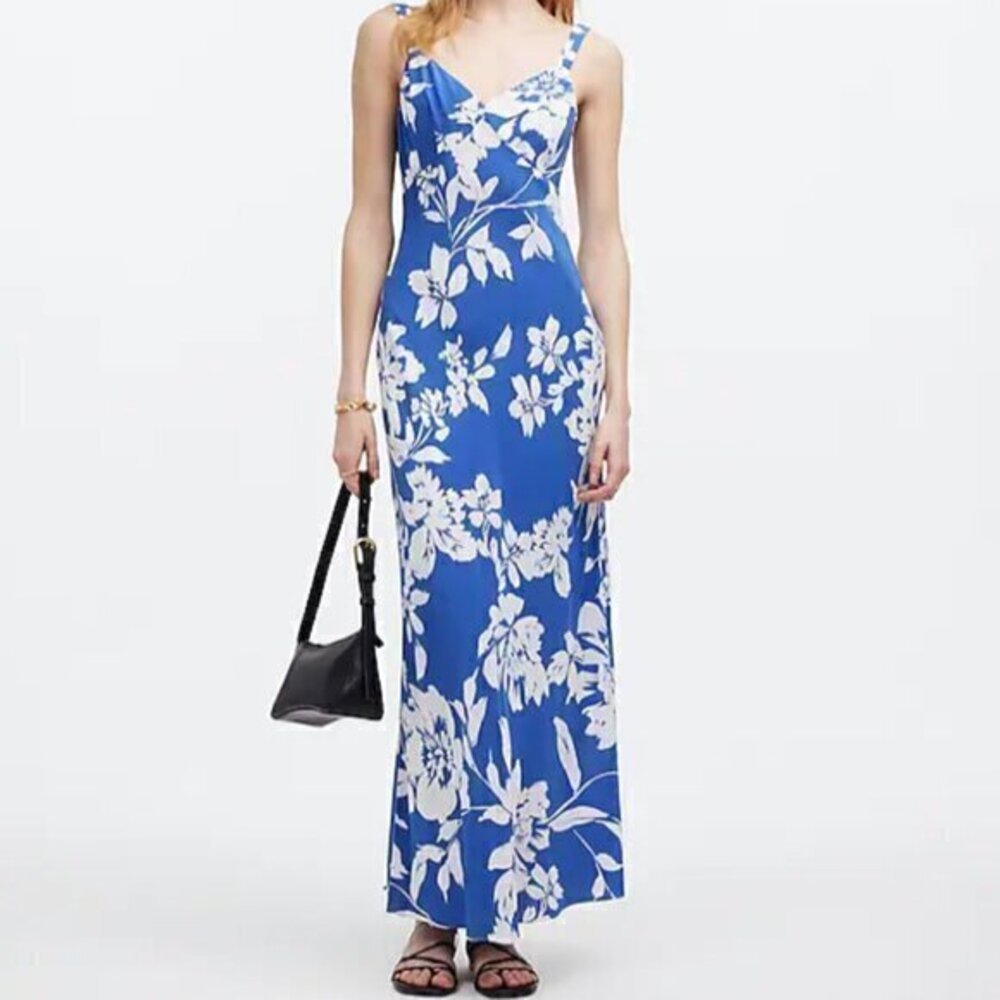 Madewell Blue and White Floral Midi Dress